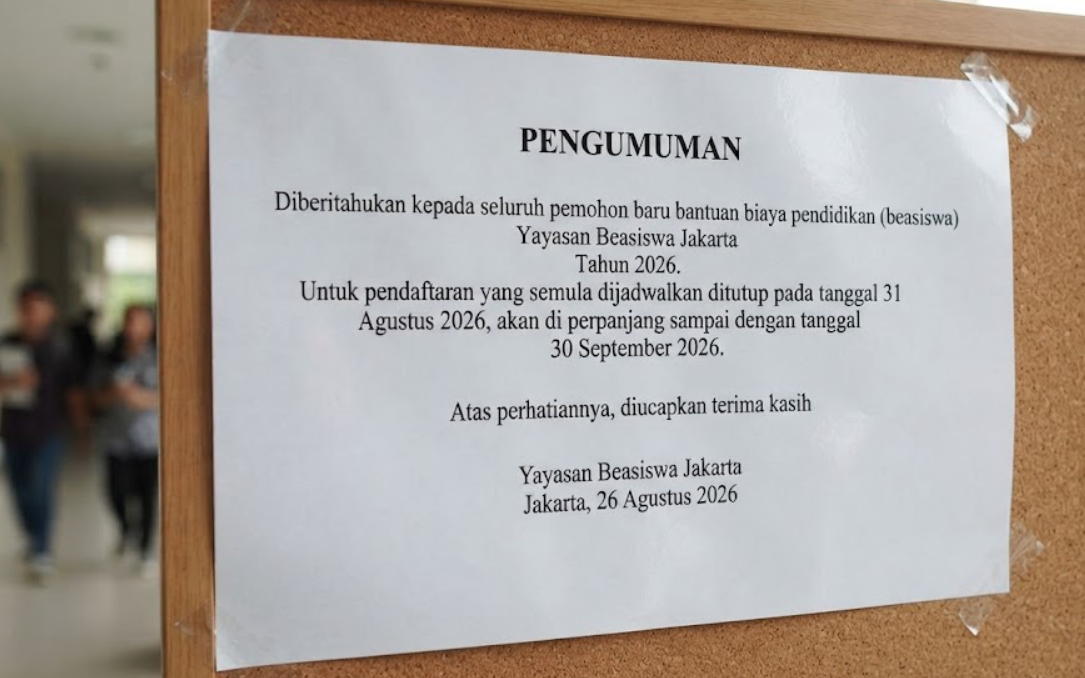 Perpanjangan Waktu Pendaftaran Pemohon Baru Bantuan Biaya Pendidikan Yayasan Beasiswa Jakarta Tahun 2026