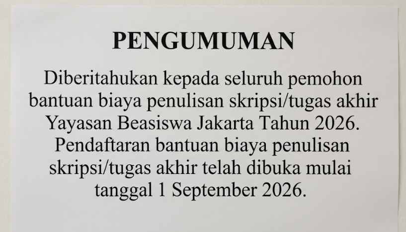 Informasi Pemohon bantuan biaya penulisan skripsi/tugas akhir